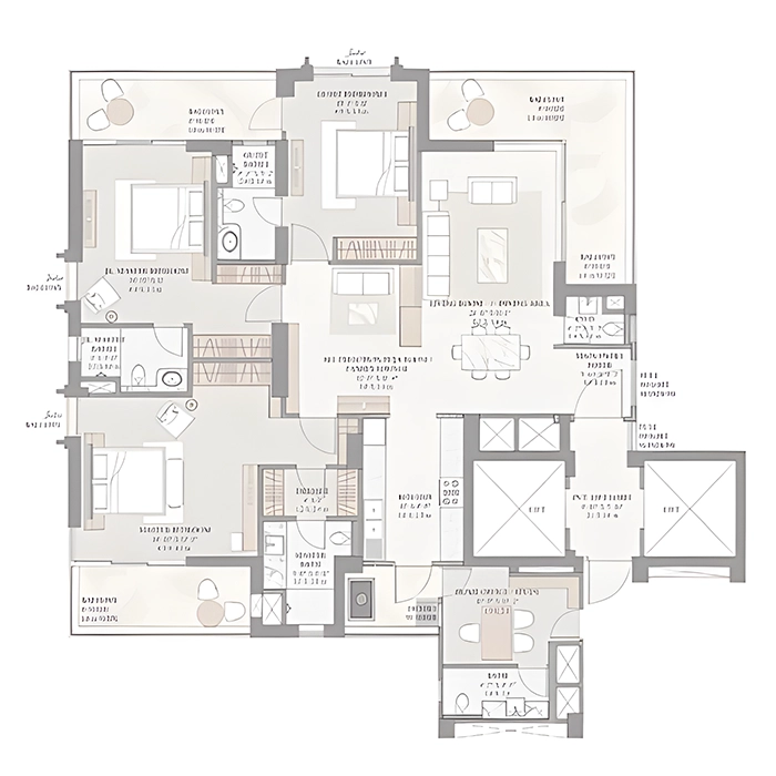 TARC Ishva 3 BHK Floor Plan Type II